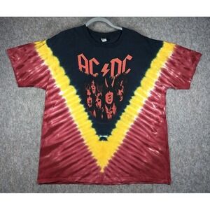 Vintage 2005 AC/DC Tie Dye T Shirt XL Sundog Hand Dyed Rock Tee